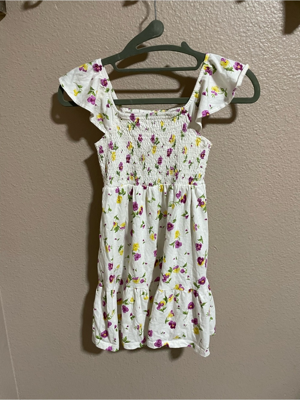 Old navy Girls White Floral Smocked Sundress